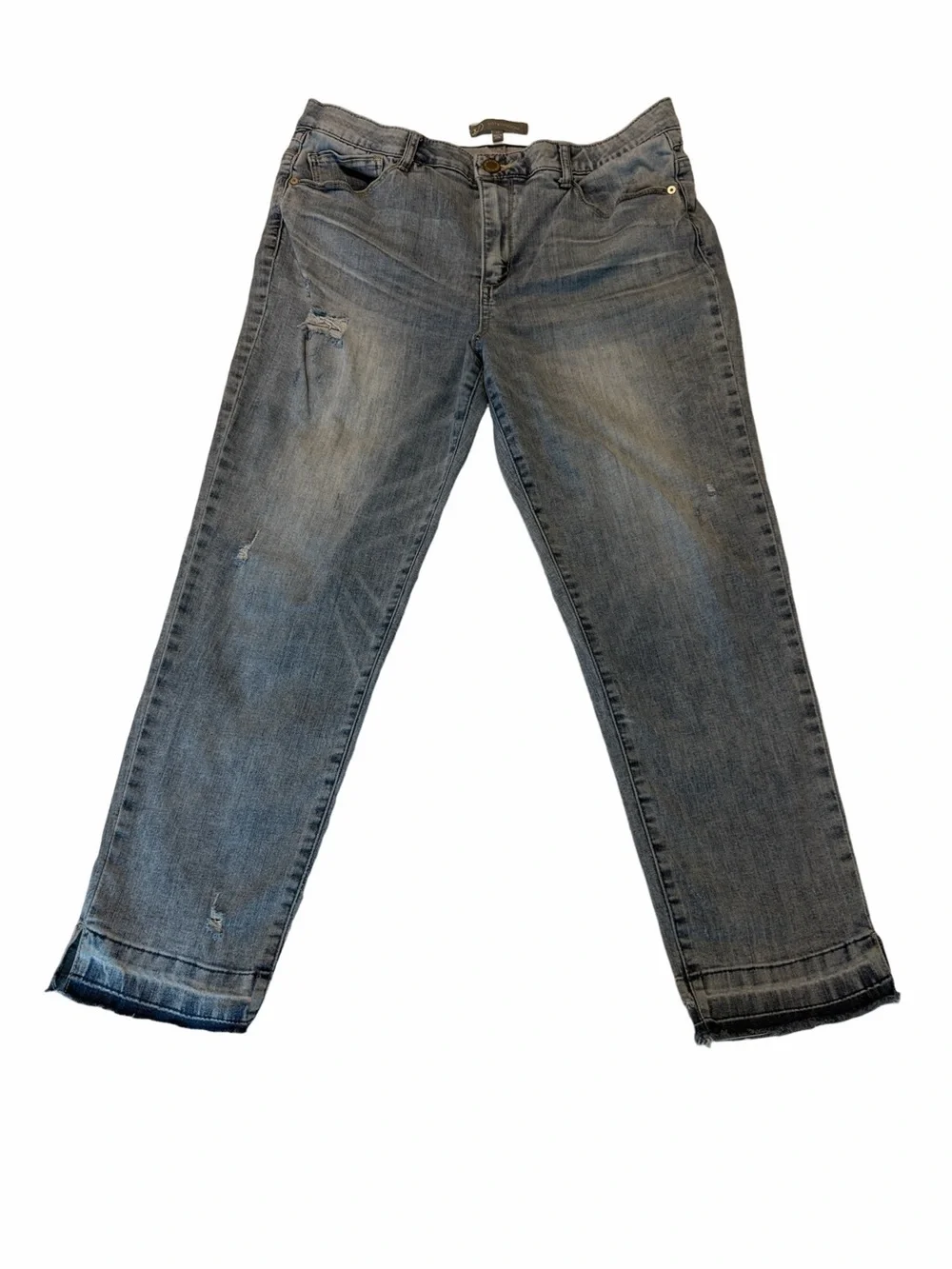 Wit & Wisdom Light Blue Distressed Capri Jeans. Elastic Waist. Size 14.